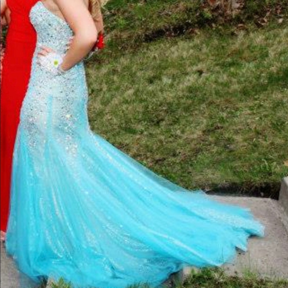 Beautiful Mermaid Blue Prom Dress